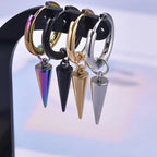 Spike Cone Drop Huggie Hoop Earrings for Men — Stainless Steel