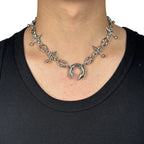 Punk Grunge Goth Rivet Spike Clavicle Chain Necklace