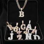 UWIN Initial Letter Pendant Iced Out 2 Layers Cubic Zirconia Block Letters Charms Fashion Alphabet Necklace Jewelry for