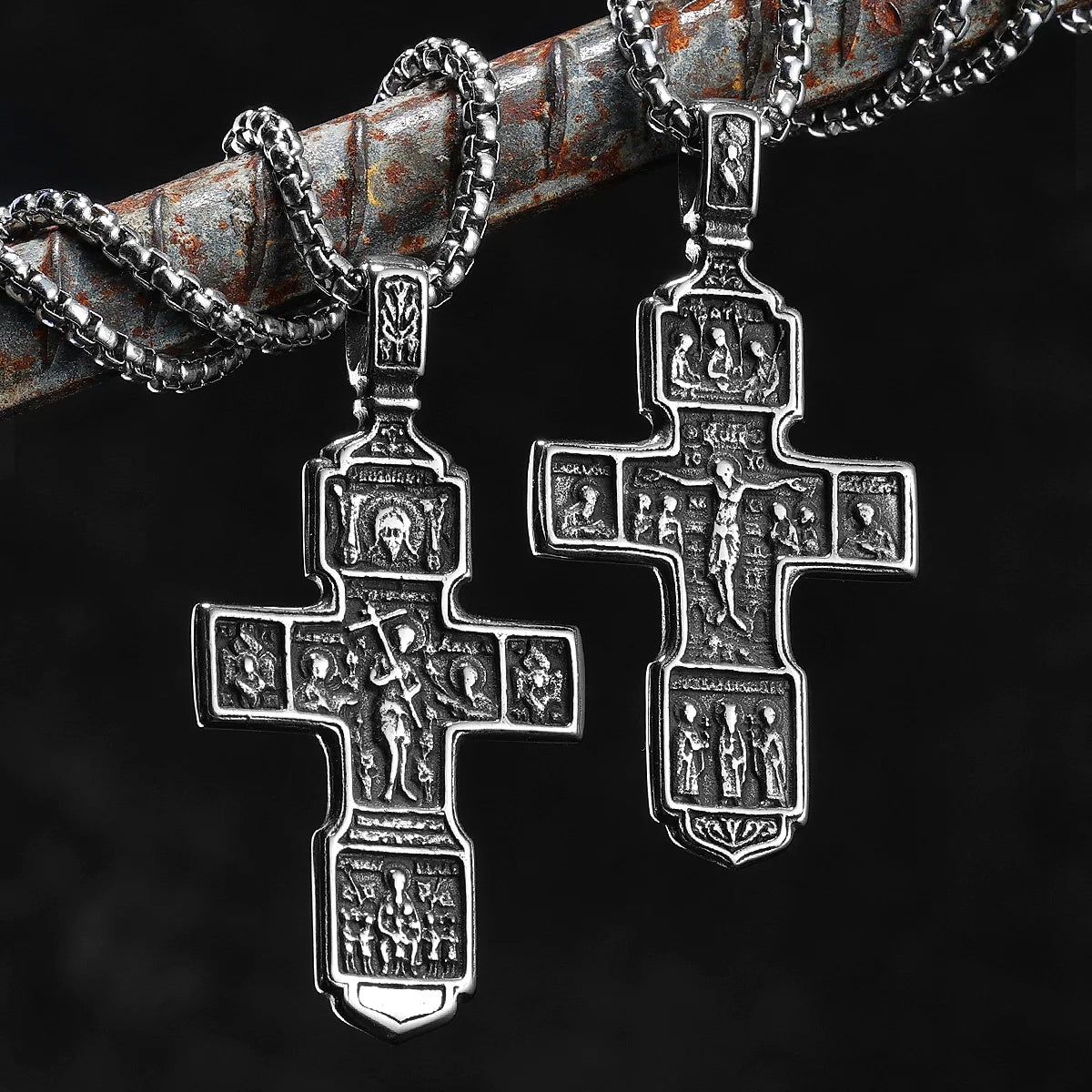 Cross Jesus Pendant Necklace Stainless Steel