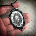 Gothic Crow Black Forest Charm Necklace Fashion Witch Jewelry Gift Pagan Cross Black Cat Skull Glass Pendant Necklace