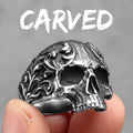 Flower Skull Ring Black — Stainless Steel