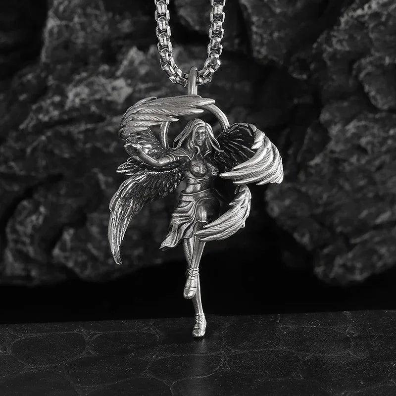 Cat Wings Animal Pendant Necklace — Silver