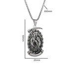 Retro Punk Stainless Steel Holy Death Skull Scythe Pendant Necklace for Men  Gothic Jewelry Halloween Gifts