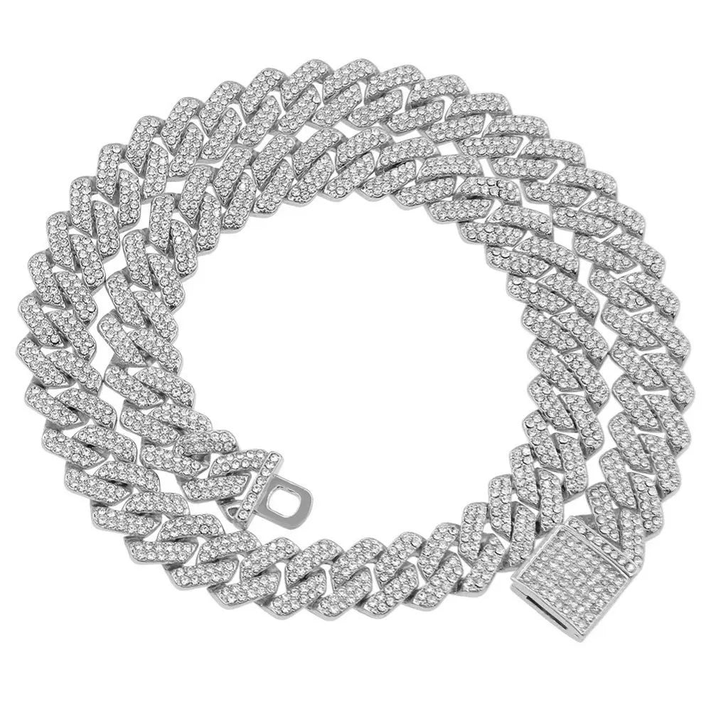 Iced Out Miami Cuban Chain 14mm — Silver