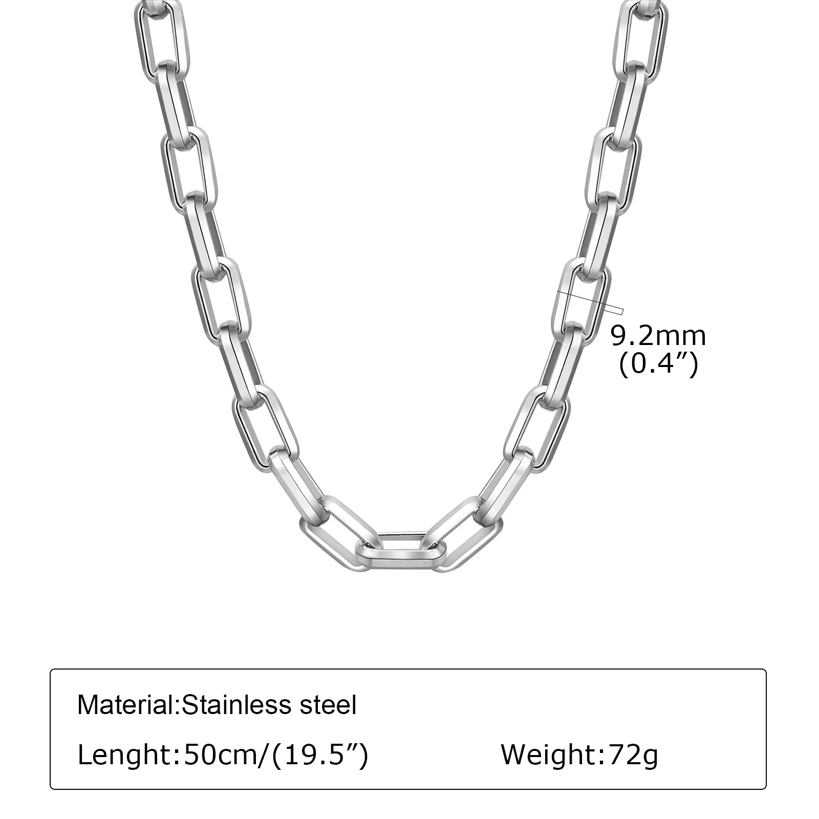 Bold Rectangle Chain Necklace — Stainless