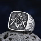 Freeshipping Fashion 2024 New 316L Stainless Steel Freemasonry Ring With Pattern For Man Biker Jewelry For Boyfriend