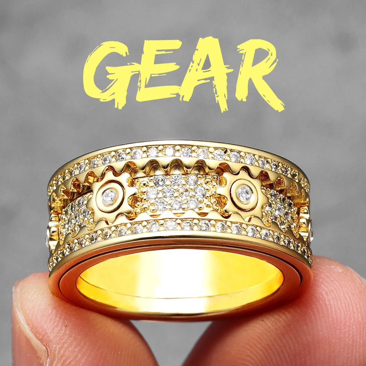 Fidget Spinner Gemstone Ring — Stainless Steel