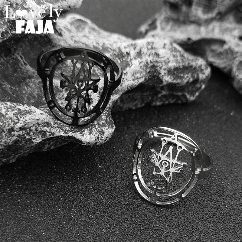 Occult Sigil Steel Ring Astaroth Goetia Finger