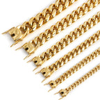 6/8/10/12/14/16MM Hip Hop Cuban Link Necklace For Men Stainless Steel Miami Fashion Jewelry Thick And Thin Rainbow