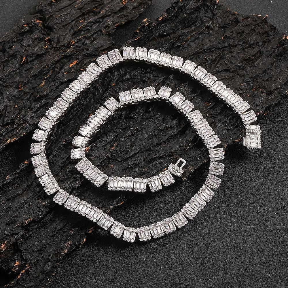 Stainless Steel Tennis Cuban Chain Necklace 8MM