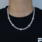 2025 New Iced Out Bling Heart Pendant Necklace Silver Color AAA Zircon 5mm Tennis Chain Charm Women Men Hip Hop Fashion