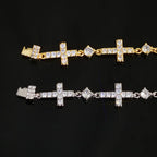 Gold Cross Iced Out Chain Bracelet 5MM