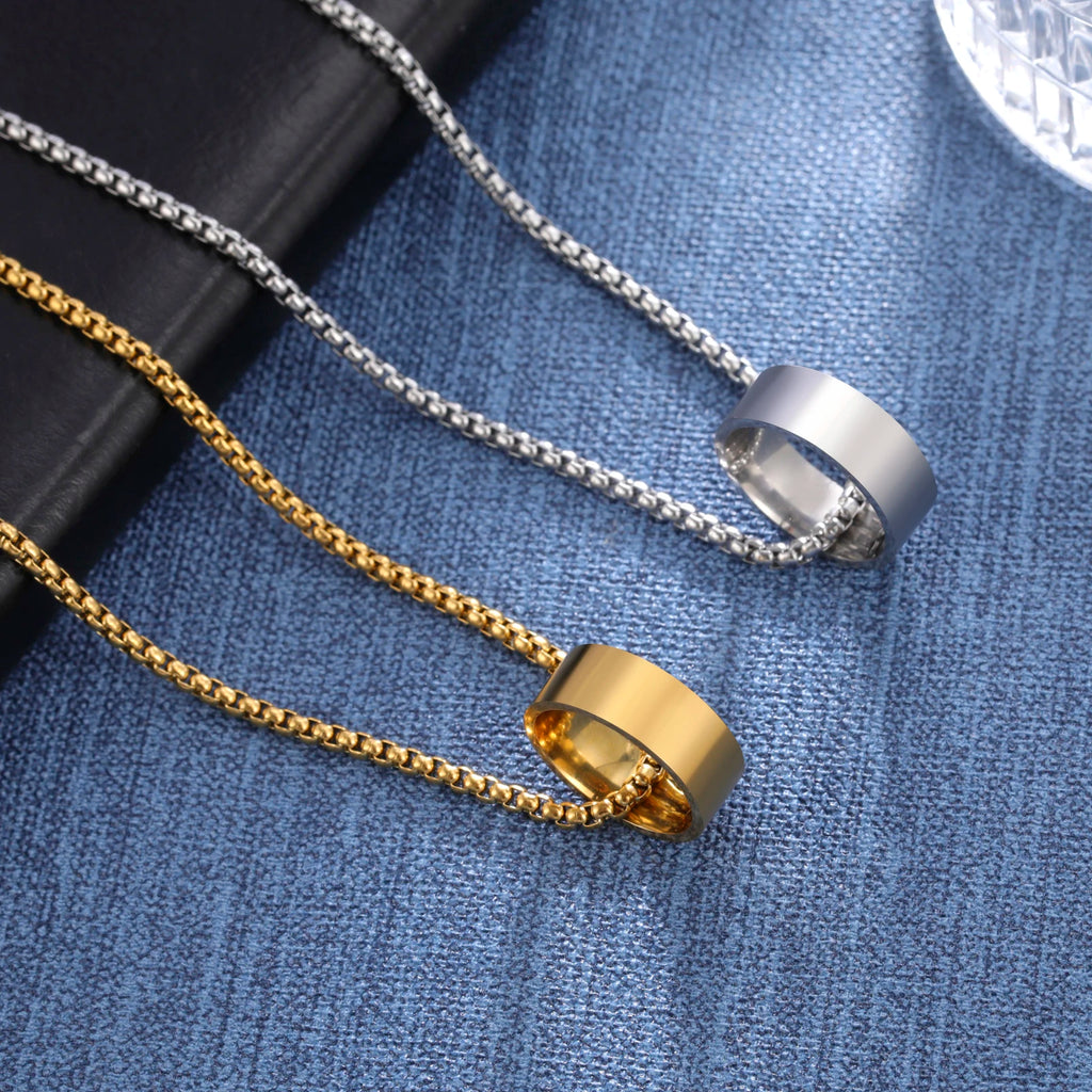 Circular Ring Pendant Necklace — Stainless Steel