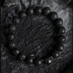Dark Series Black Stone Bead Elastic Bracelet for Men Women