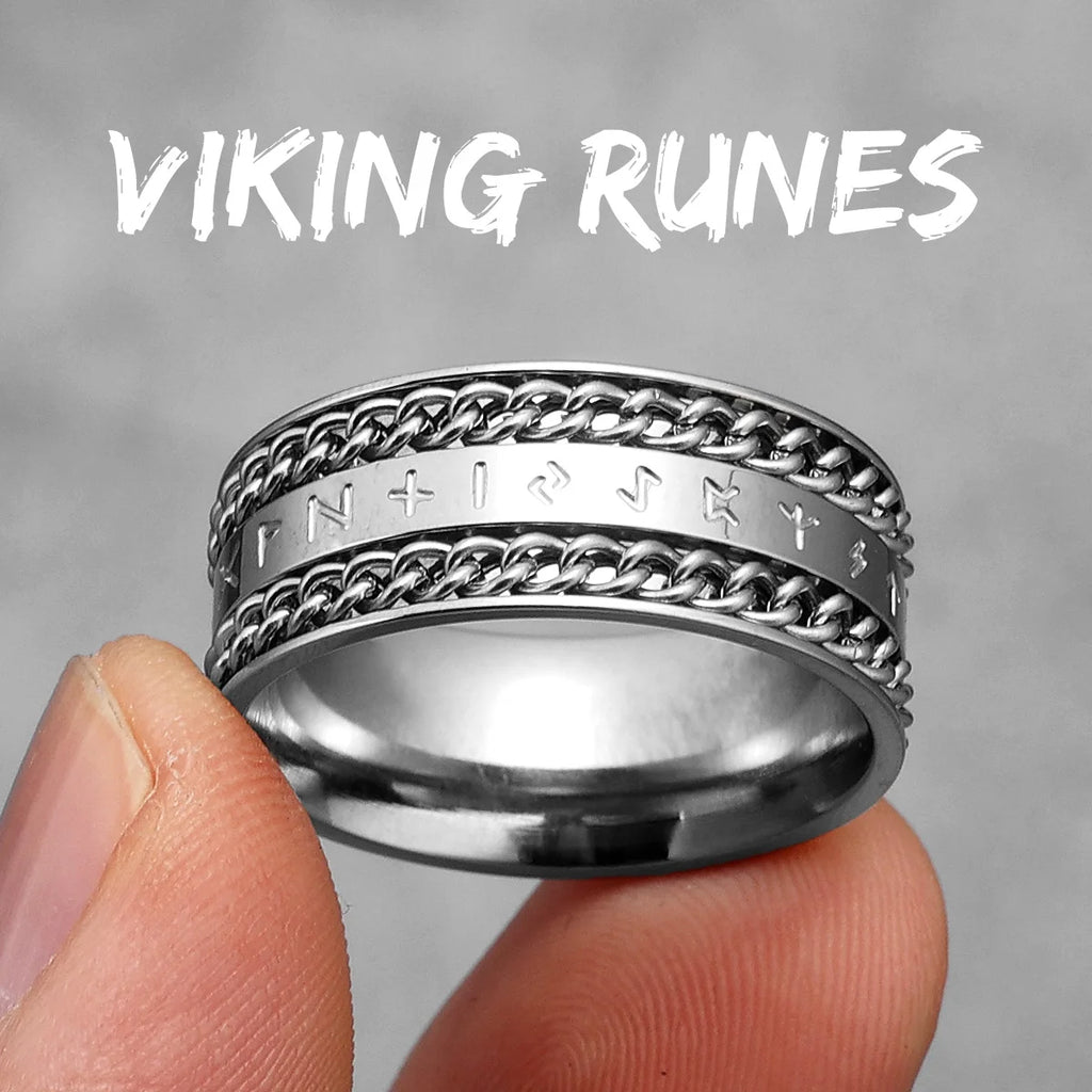 Vintage Nordic Viking Runes Celtic Knot Series Stainless Steel Womens Mens Rings Punk Biker Jewelry Creativity Gift