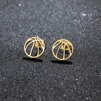 1Pair Punk Black Basketball Earrings for Women Men Stainless Steel Fashion Geometric Ball Shape Stud Earrings Sport