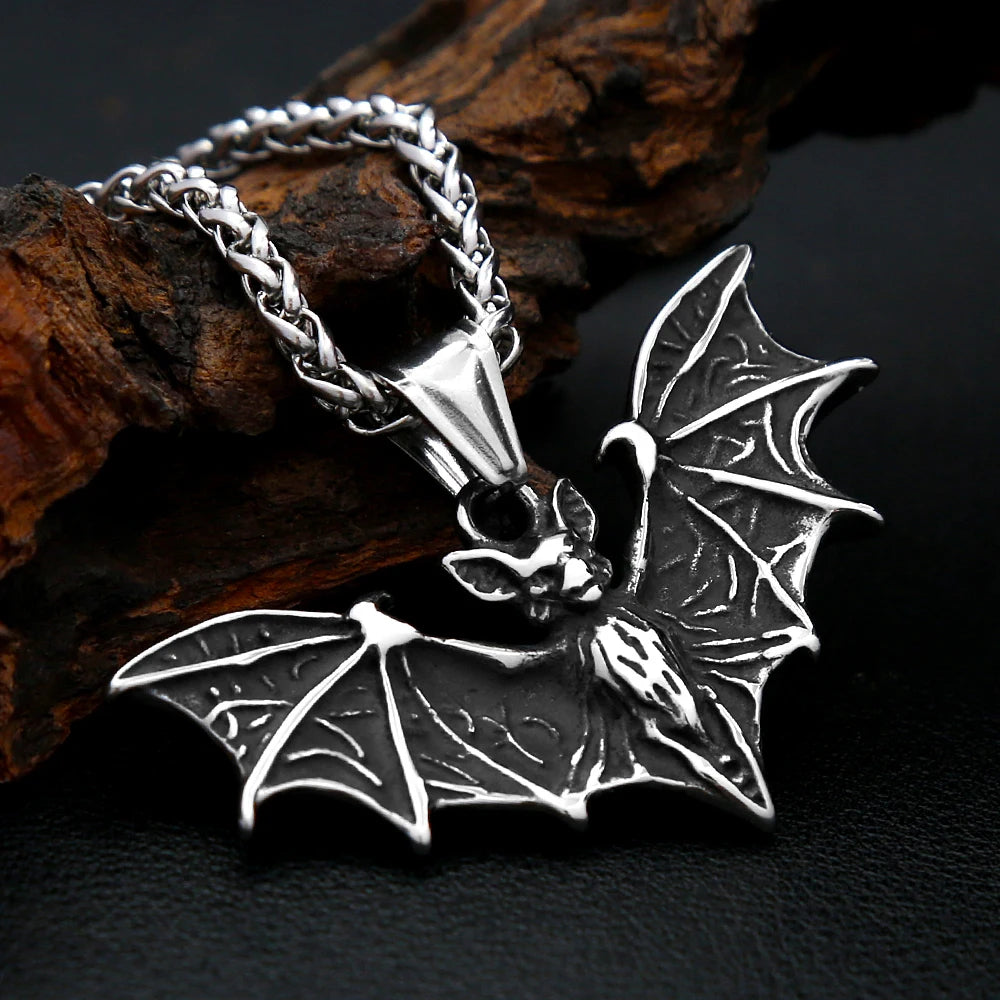 Gothic Bat Stainless Steel Pendant Necklace