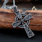 Mens Irish Celtic Knot Cross Pendant Necklace Stainless Steel Nordic Viking Necklace Ancient Talisman Pendant Jewelry