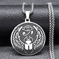 Egypt Scarab Eye of Ra Horus Necklaces for Women Men Stainless Steel Silver Color Protection Necklace Jewelry collares