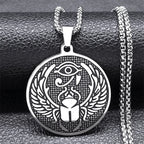 Egypt Scarab Eye of Ra Horus Necklaces for Women Men Stainless Steel Silver Color Protection Necklace Jewelry collares