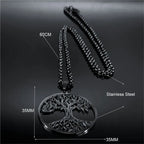 Tree of Life Black Chain Necklace — Stainless Steel