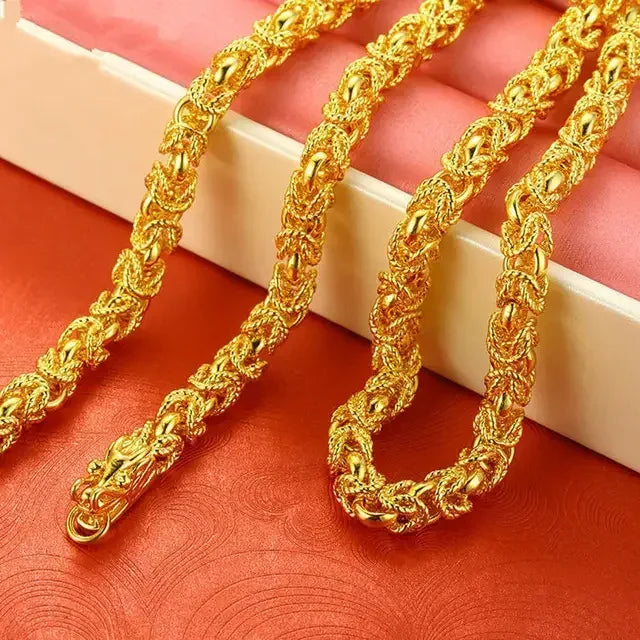 Mens and womens 18K gold necklace AU750 ball chain transfer domineering jewelry boss chain free shipping with