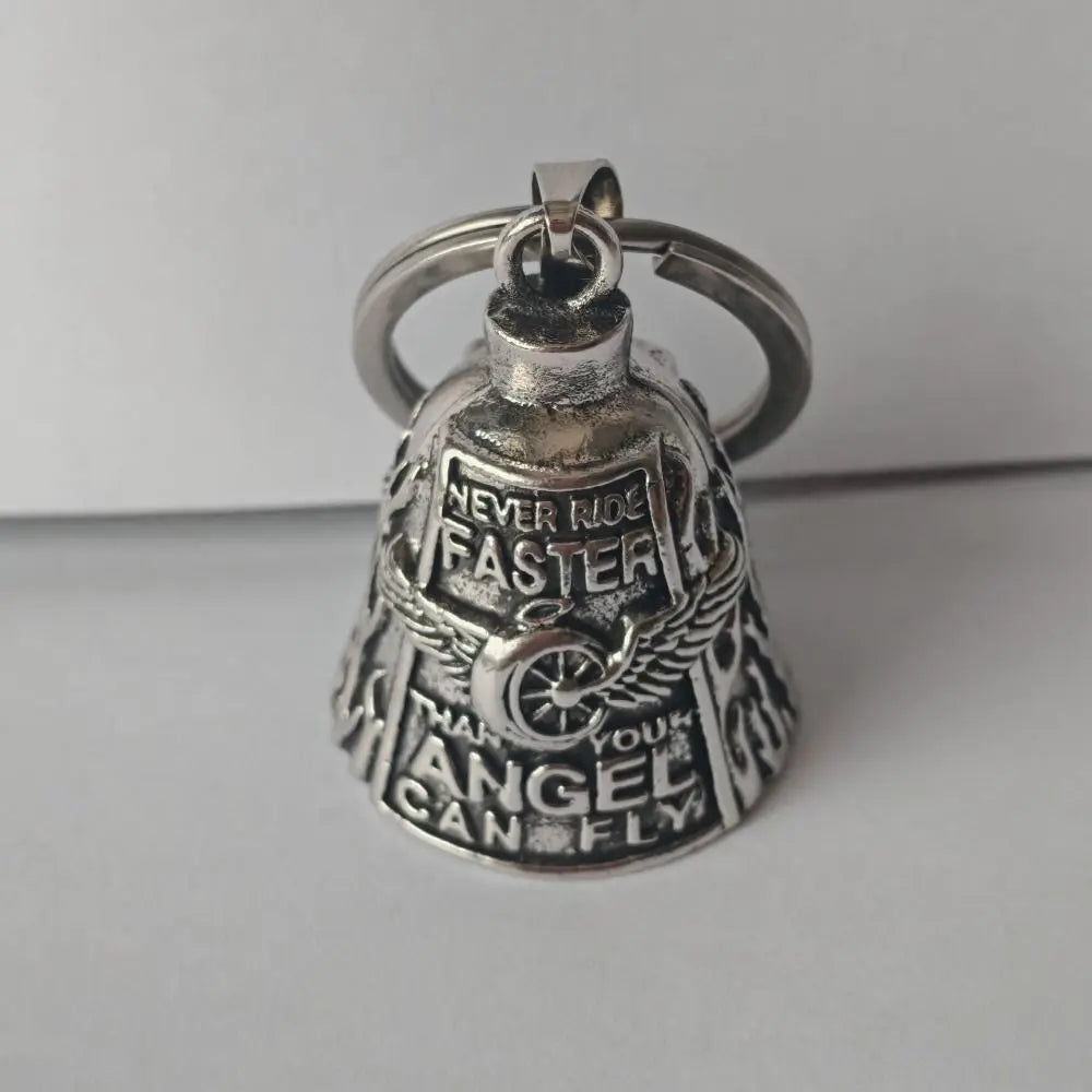 3D Design Motorcycle Guardian Bell Punk Style Wing Design Biker Good Luck Charm Alloy Retro Angel Pendant Bell Daily Wear