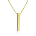 Stainless Steel 3D Bar Pendant Necklace Minimal