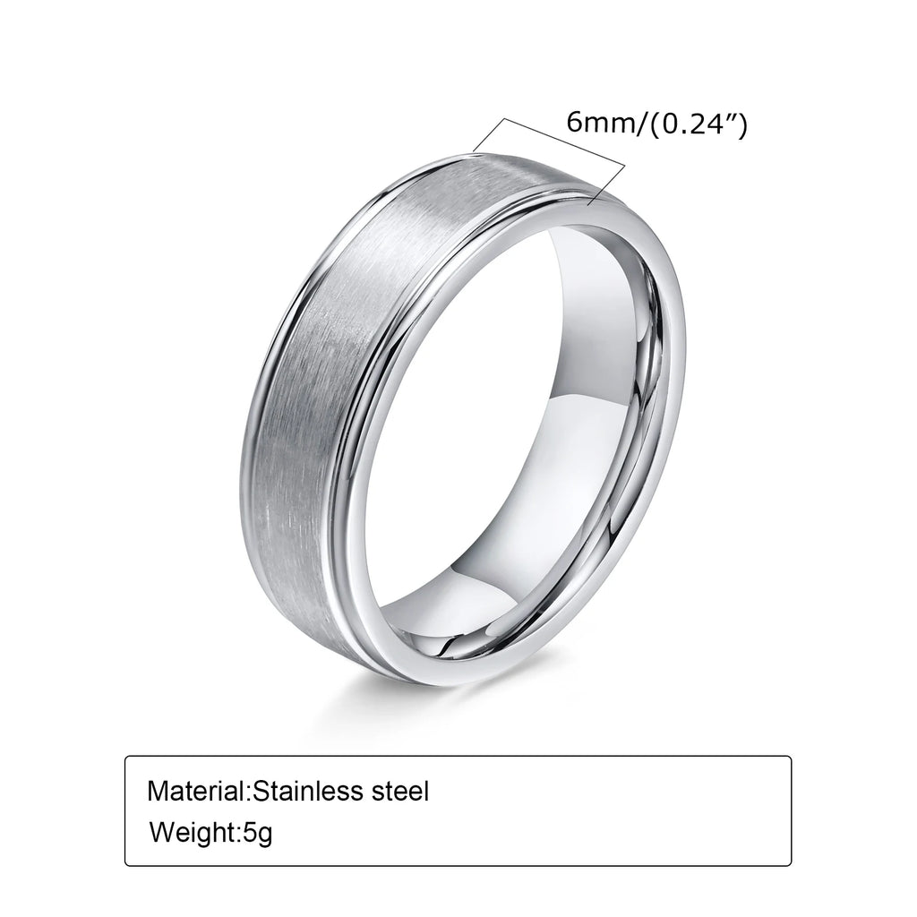 Minimal Matte Band Ring 6mm — Stainless Steel