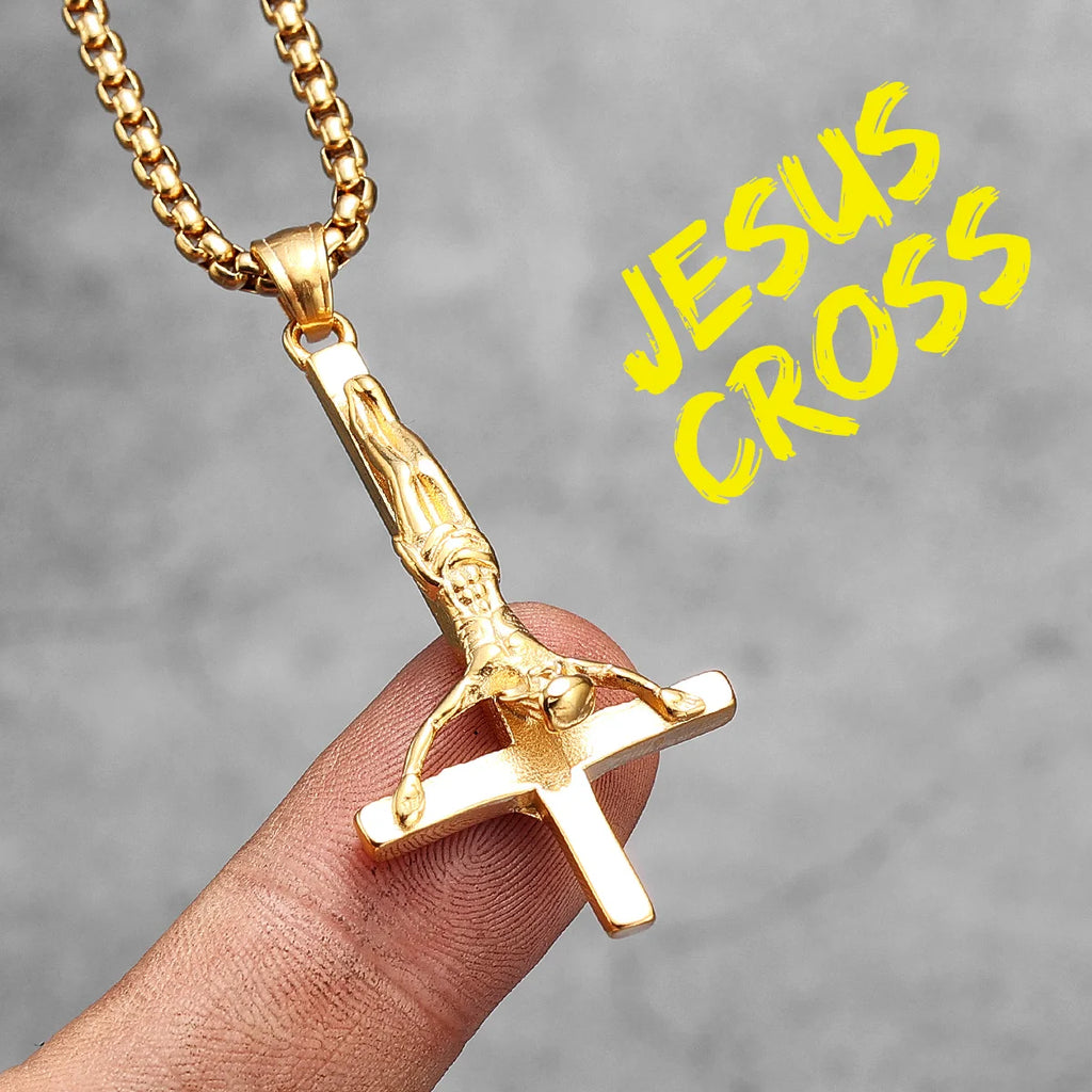 Jesus Cross Amulet Necklace — Stainless Steel