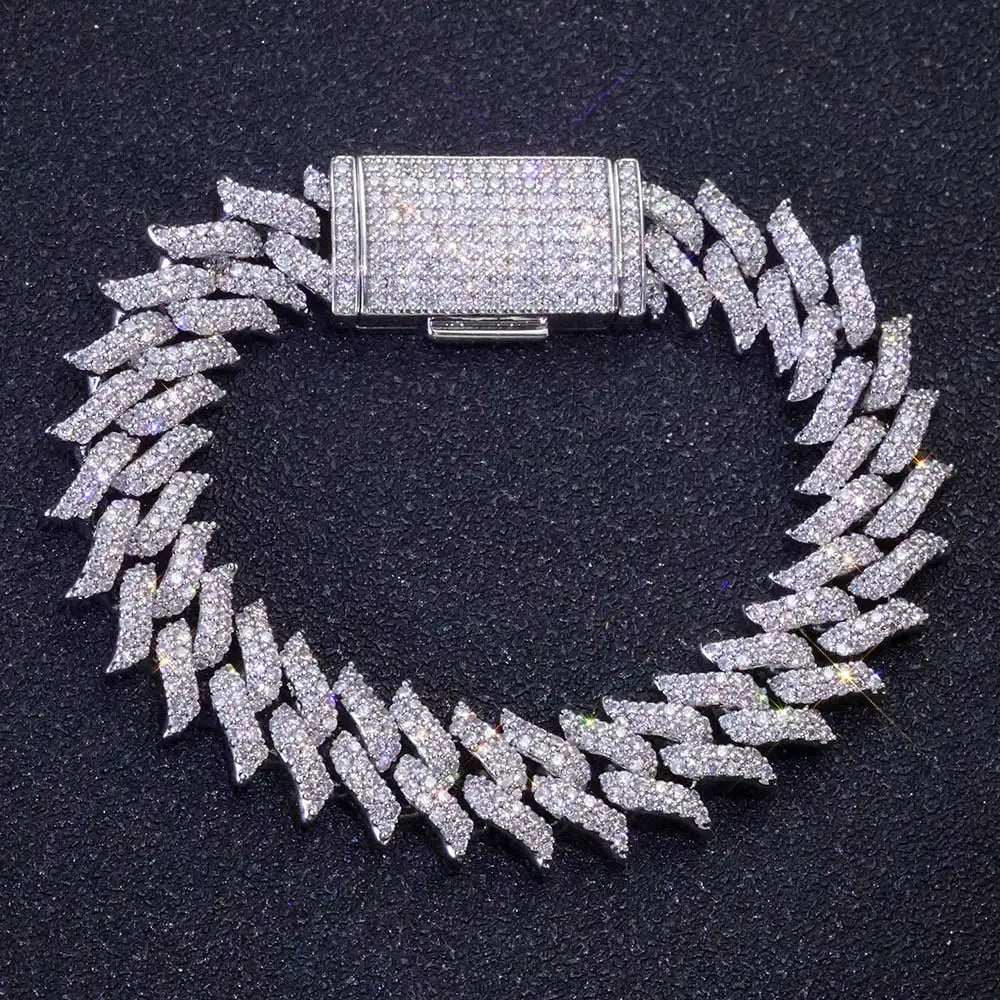 Iced Out Spiked Chain Necklace Stainless Steel