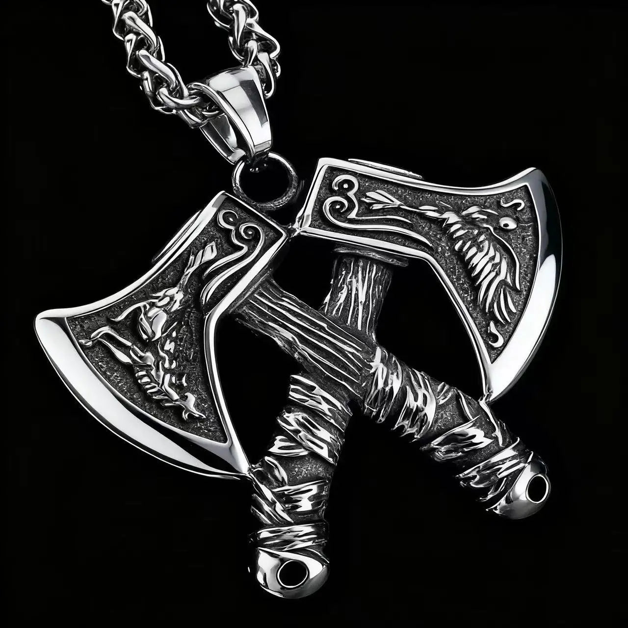 Viking Steel Pendant 316L Warrior Double
