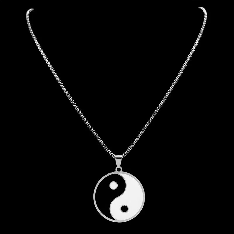 Yin Yang Statement Pendant Necklace — Stainless Steel