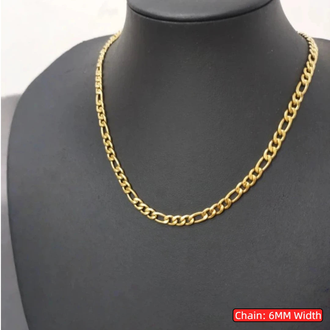 Gold Byzantine Box Link Chain Necklace 4mm — Stainless Steel