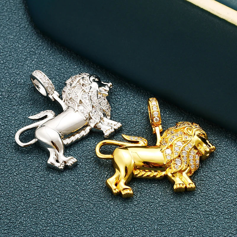 Iced Out Lion Rope Chain Pendant