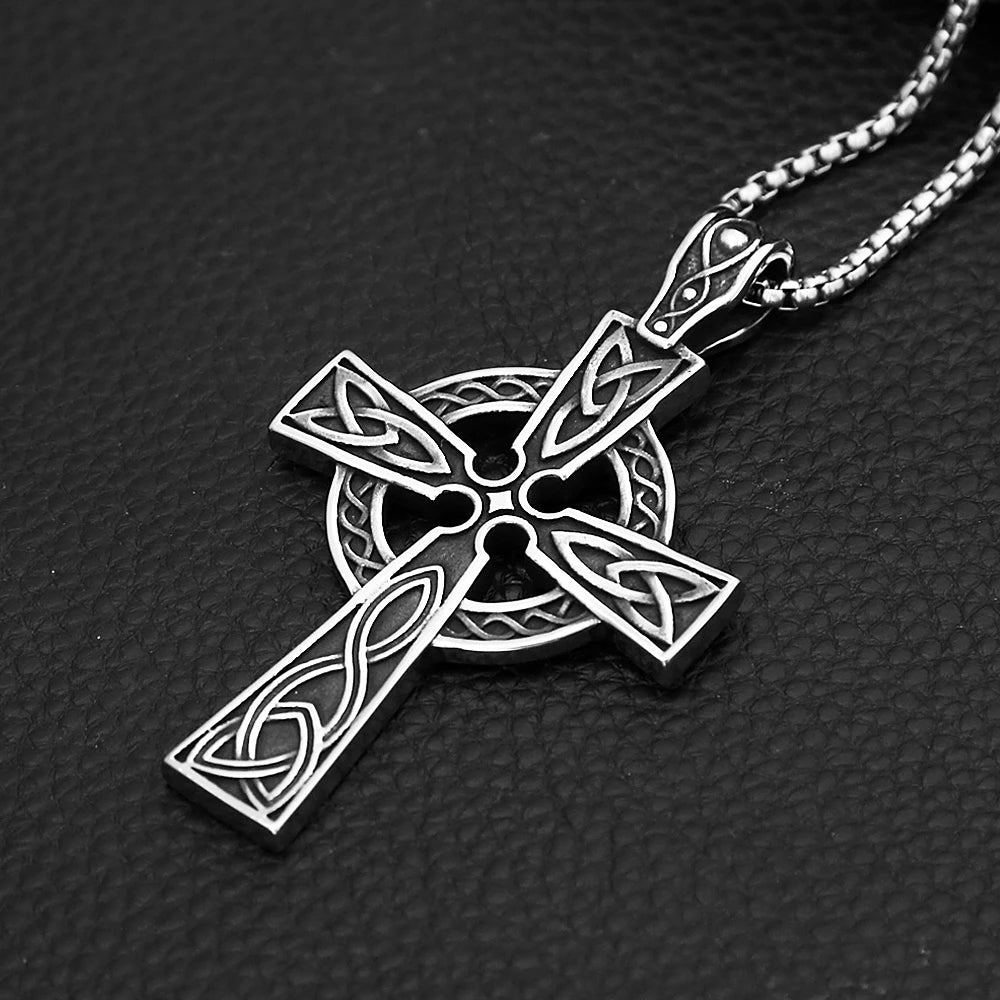 Celtic Cross Steel Pendant Retro Nordic Knot Punk