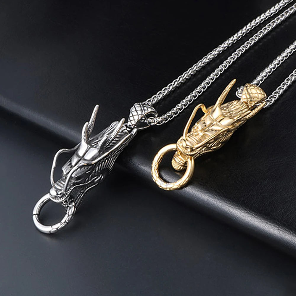 Dragon Head Pendant Necklace — Stainless Steel