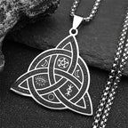 Witch Triquetra Trinity Celtic Knot Necklace Stainless Steel Pentagram Triple Moon Goddess Necklaces Jewelry Collar N3406S02