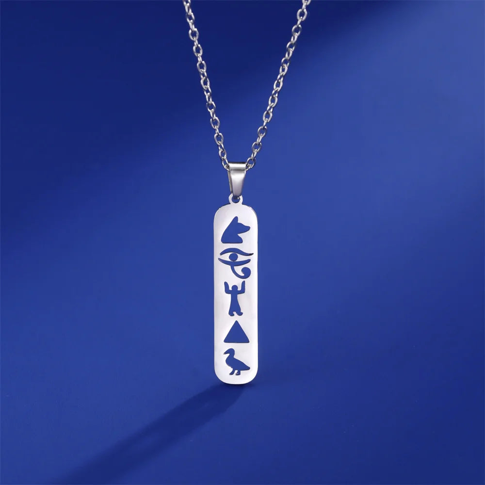Ankh Eye of Horus Stainless Steel Pendant Necklace