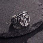 Valily Men's Celtic Knot Ring Stainless Steel Punk Silver Cross Jewelry
