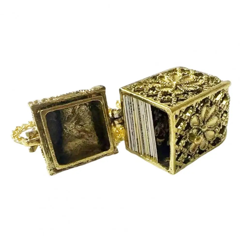 Mini Tarot Cards Pendant Necklace Colorful Antiqued Brass Cage Pendant with 22 Major Arcana Spiritual Jewelry Tarot