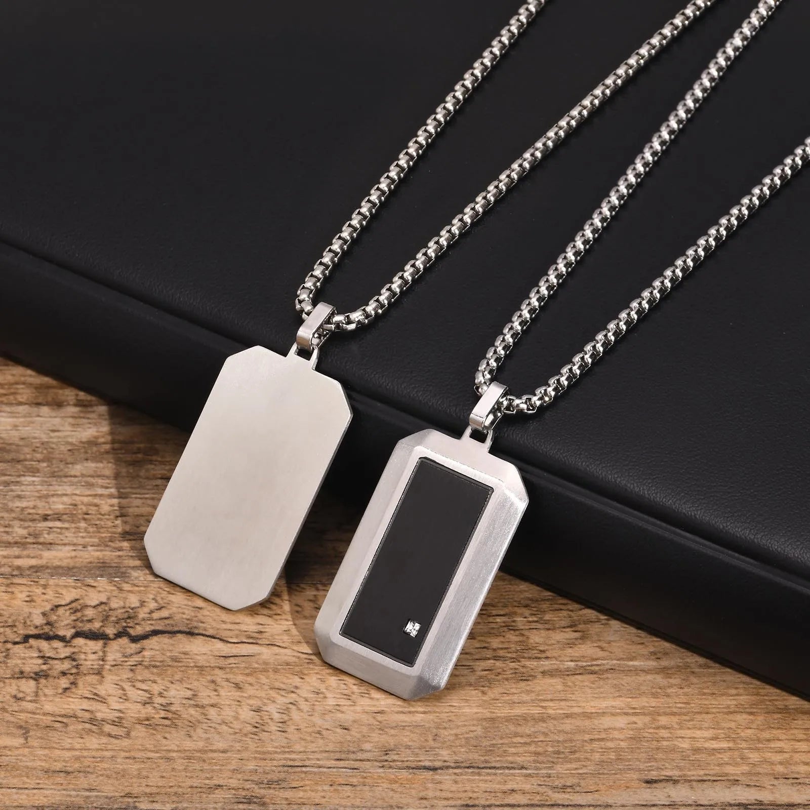 Dog Tag Pendant Necklace — Stainless Steel