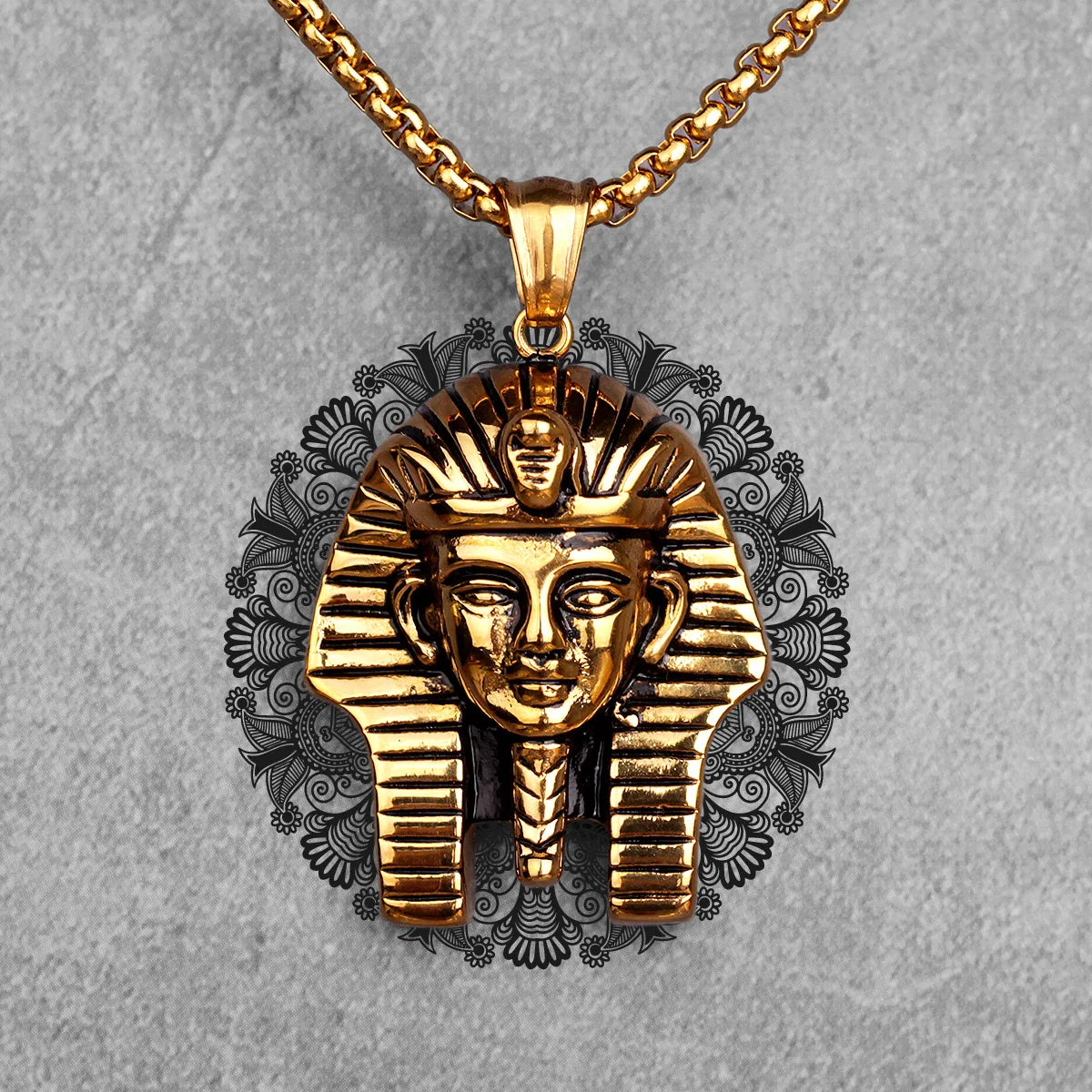 Egyptian Pharaoh Stainless Steel Pendant Necklace