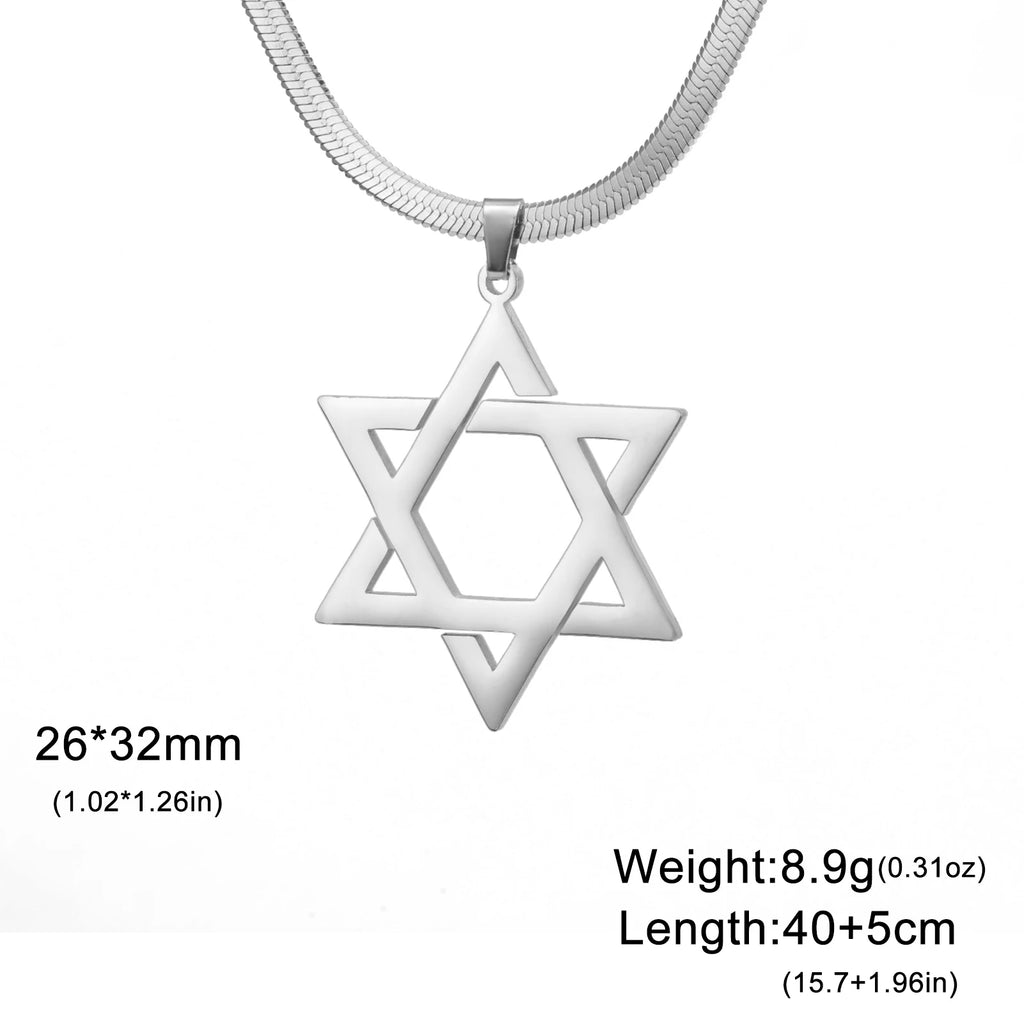 Star of David Snake Chain Necklace — Stainless Steel