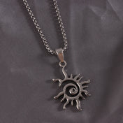 Fashion Creative Sun Flame Pendant Necklace Punk Hip Hop Retro Hipster Men's Hollowed Out Titanium Steel Necklace
