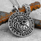 Norse Mythology Viking Wolf Necklaces Men Stainless Steel Viking Runes Vegvisir Amulet Pendant Scandinavian Vintage