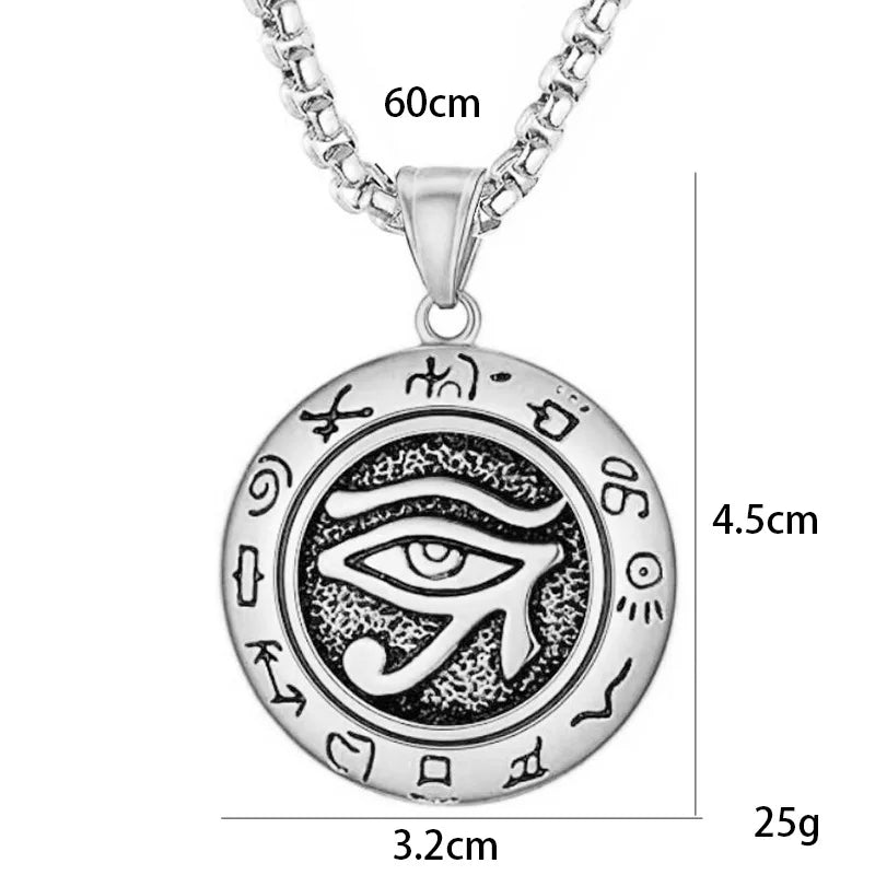 Silver Eye of Horus Pendant Necklace Statement