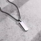 Vnox Mens Silver Color Bar Necklaces, Geometric Stainless Steel Pendant with Box Chain, Minimalst Metal Jewelry Gift