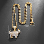 Gold Iced Out Goat Pendant Rope Chain Necklace